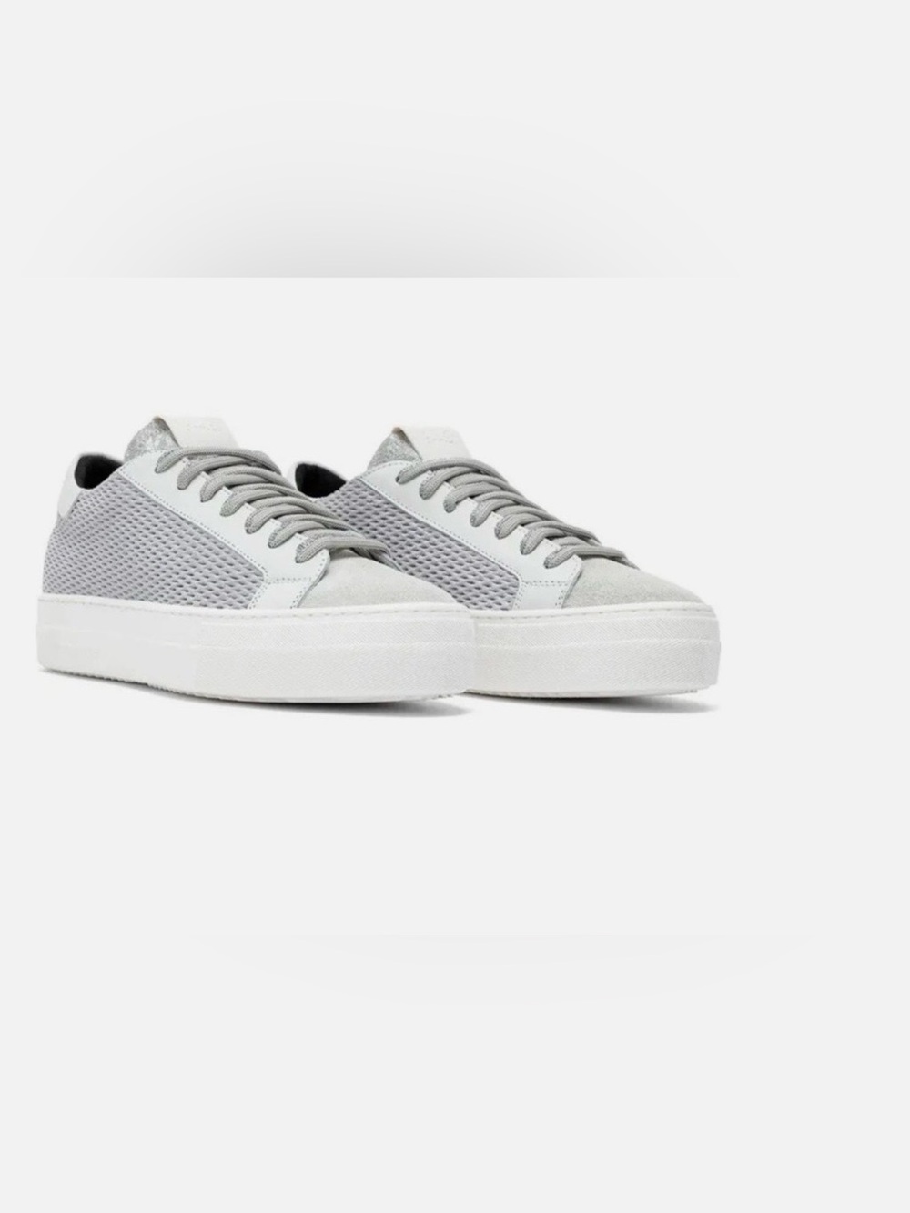 P448 Women's Low-Top Sneakers in Light Gray and White